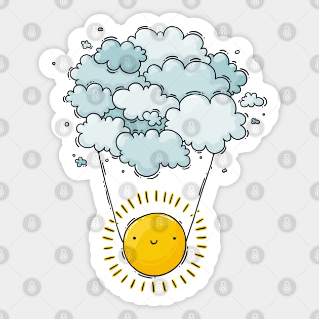 Sun on Clouds Sticker by Tania Tania